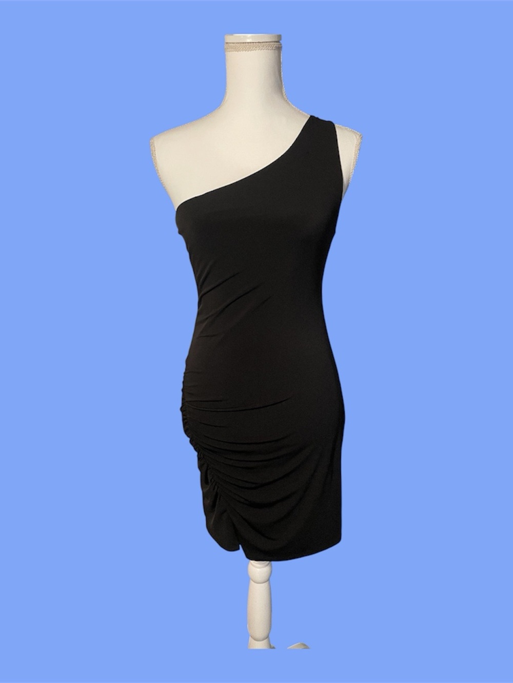 Black One-Shoulder Ruched Women’s Dress